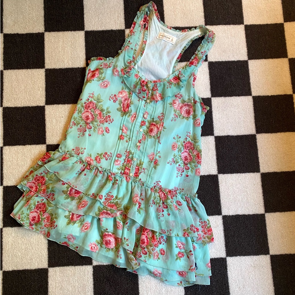 Abercrombie & Fitch Floral Mini Dress - Mint and Rose